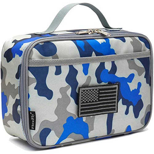 FlowFly Kids Lunch box Insulated Soft Bag Mini Cooler Back to School Thermal Meal Tote Kit for Girls, Boys, Flag - color: Flag