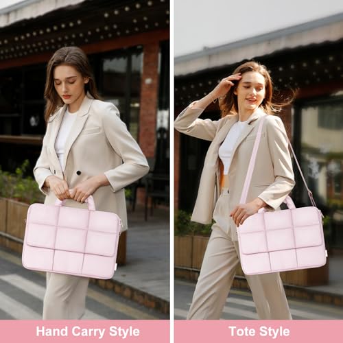 MOSISO Laptop Bag for Women, Computer Bags, Puffy Laptop Sleeve Bag with Trolley Sleeve