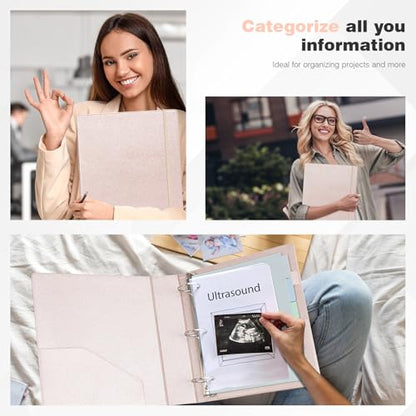Ospelelf 3 Ring Binder with Clipboard 2 Inch Leather Binder for Letter Size (8.5" x 11"), Clipboard Binder with 5 Tab Dividers Back to School Supply, Rose Gold - color: Rose Gold, size: Letter Size - 2 Inch