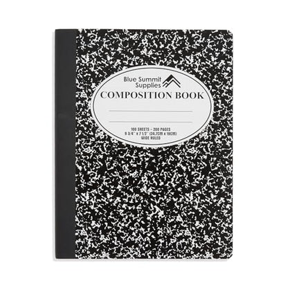 Blue Summit Black Composition Notebook, Black and White Composition Notebook Wide Ruled, Marble, 100 Sheets per Book, Bulk 48 Pack - color: Marble Black, size: 48 Pack