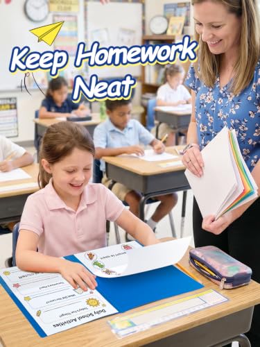 Apipi 24 Pcs Take Home Folders with Pockets for Elementary Students, Blue | Durable Kindergarten Parent-Teacher Communication Plastic Folders, Back to School Teacher Supplies for Classroom - color: Blue