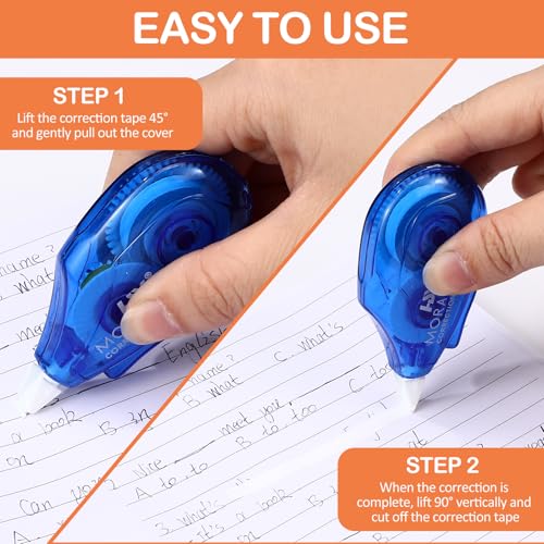 Fullhawl 60 Pack White Correction Tape Bulk 19.7 ft Red Green and Blue Correction Strips Easy to Use Applicator for Office Supplies