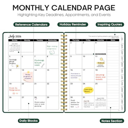 Planner 2026-2027, Weekly and Monthly Academic Year Planner Calendar, July 2026 - June 2027, Hardcover Large School Planning Agenda With Tabs, Perfect for School & Office Supplies, A4 (8.5" x 11"), Dark Green - color: L-Dark Green, size: A4(8.5"x11")