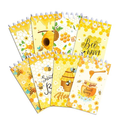 8 Pack Mini Bee Spiral Pocket Notepads Cute Honey Small Journal Pocket Notebooks Honeybee Party Favors Spiral Mini Notebooks for Classroom Teens Teacher Rewards Party Gifts