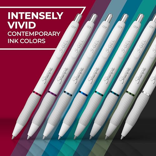 Sharpie S-Gel Pens, Fashion Barrel Gel Pens, Pearl White Body, Medium Point (0.7mm), Bold Ink Colors, 12 Count - size: 12 Count