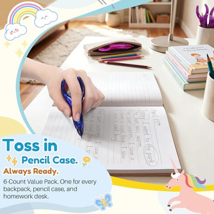 6 Pack Write Pencil, Learning Writing Infinite Pencil, NO-Sharpening Ergonomic Pencils for Kids &Arthritis, Corrects Writing Posture, Suitable for Home Office School Use