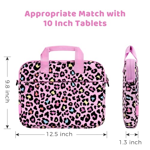 Choco Mocha Kids Tablet Sleeve Bag for Boys & Girls, (10-12.5Inch) - color: Leopard-pink 12.5inch, size: 12.5inch(12.5 x 9.8 x 1.3)