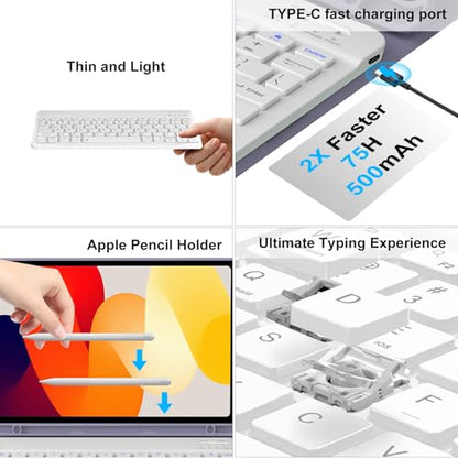 IVEOPPE Keyboard Case for Xiaomi Pad 8/8 Pro/Pad 7/7 Pro 11.2 Inch | Magnetic Detachable Bluetooth Connection,Pencil Holder,Stain-Resistant Full Protective Cover, Rechargeable, Pink - color: Lavender(Non-Backlit Keyboard)