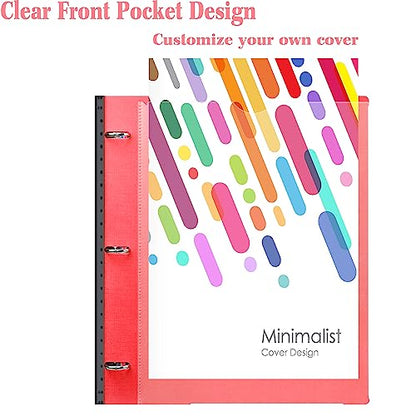 INFUN All-in-one Telescoping Binder Notebook- 2PCS, 3 Ring Notebook Binder with 1 Plastic Movable Pocket Folder,5 Plastic Subject dividers and Graph Paper and College Ruled Paper - Red - color: Red, size: 2 PCS