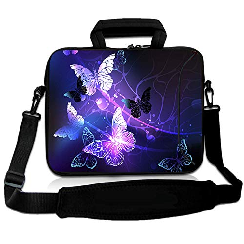 RICHEN 11 11.6 12 12.5 13 inches Laptop/Chromebook/PC Messenger Bag Tablet Travel Case Neoprene Handle Sleeve with Shoulder (11-13.3 inch, Butterflies) - color: Butterflies, size: 11-13.3 inch