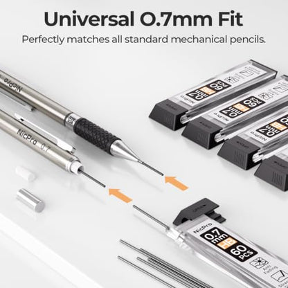 Nicpro 600 PCS Lead Refills 0.7mm HB #2 Break Resistant Mechanical Pencil Refills 0.7 mm, 60 Pack Per Tube, 10 Tubes - size: 60 Count (Pack of 10), style: 0.7 HB
