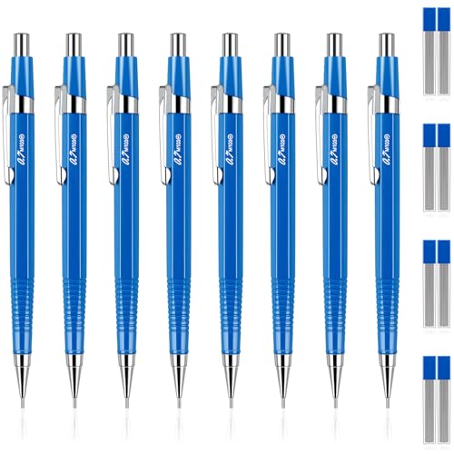 Outus 8 Pcs Mechanical Pencil Metal Retractable Automatic Drafting Pencils Refills for Writing Drawing Signature Sketching Illustration Student Teacher Appreciation Gifts (0.7 mm, Blue) - color: Blue, style: 0.7 mm