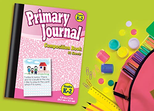 Better Office Products Primary Journal, Hardcover, 4 New Fun Colors, Primary Composition Book Notebook, Grades K-2, 80 Sheet, One Subject, 9.75" x 7.5", 4 Pack