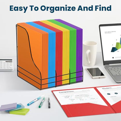 IJIGU 72 Packs Plastic 2 Pocket Folders, Bulk Heavy Duty Folder in 6 Colors, Durable and Sturdy Folders for School and Office Supplies