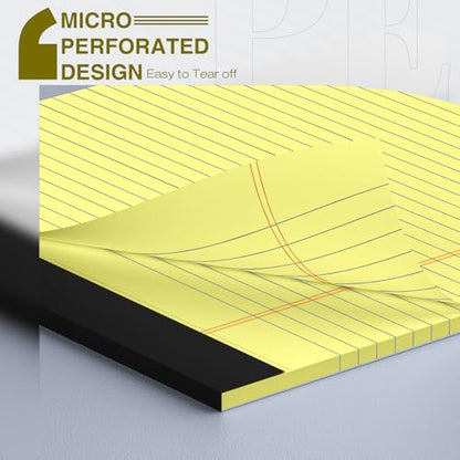 6 Pack Legal Pads 8.5" x 11" College Ruled Yellow Note Pads 8.5 x 11 Inch Micro-Perforated Notepad 300 Sheets in Total Lined Writing Paper Notebook for Office, School Supplies & To-Do Lists - size: 8.5 x 11 In - Yellow, style: 6 Pack
