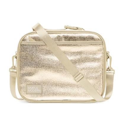 Simple Modern Hadley Lunch Box with Shoulder Strap | Kids & Adults | Insulated Bag with Pockets for Women, Men, Girls, Boys - color: Metallic: Golden Fog