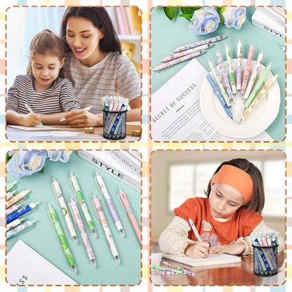 Erasable Pens, 100 Pack Cute Cartoon Retractable Erasable Gel Pens Clicker, Make Mistakes Disappear, Fine Point, 0.5mm Black Ink Pen Cartoon Writing Pen Office School Supplies Classroom Rewards.