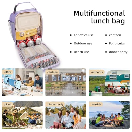 Lovoeo Lunch box Lunch bag for men women Insulated Lunchbox Lunch bags for Work Picnic Travel (Purple) - color: Purple