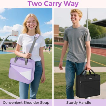 Ytonet Zipper Binder Bag, 2 Inch 3 Ring Binder with Zipper Fit 14 Inch Laptop, 500 Sheets Capacity Zippered Binders with Shoulder Strap & Removable O-Ring Pad for College, Office, Work, Purple - color: 2 In-purple