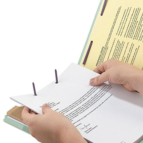 Smead Pressboard Classification File Folder with SafeSHIELD Fasteners, 1 Divider, 2" Expansion, Letter Size, Gray/Green, 10 per Box (13776) - color: Gray/Green