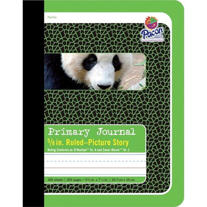 Pacon Primary Composition Book Bound Picture Story Ruled, 5/8-in. Ruled, 100 Sheets, Green - color: Book Bound, D'nealian Grade K / Zaner-bloser Grade 1, size: 9-3/4" x 7-1/2" 5/8-in. Ruled