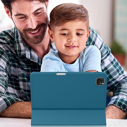 ZryXal iPad Pro 11 Inch Case (M5) 2025/ (M4) 2024 (Model: A2836/A2837/A3006), Trifold Stand Smart Cover with Pencil Holder and Soft TPU Back, Auto Wake/Sleep (New Teal) - color: New Teal