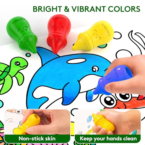 24 Colors Toddler Crayons Non-Toxic, Unbreakable crayons for toddlers 1-3 -, Easy to Hold - color: 24 Colors