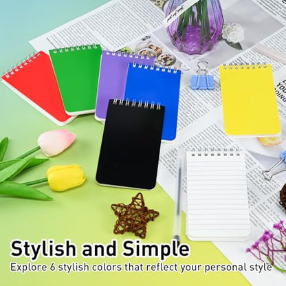 12 Pack Pocket Notebook,3x5 inch Mini Little Spiral Notebooks,60 Sheets Top Bound Small Notepads,Memo Pads College Ruled Pocket Notepad for Office,School,Home（6 Colors ）
