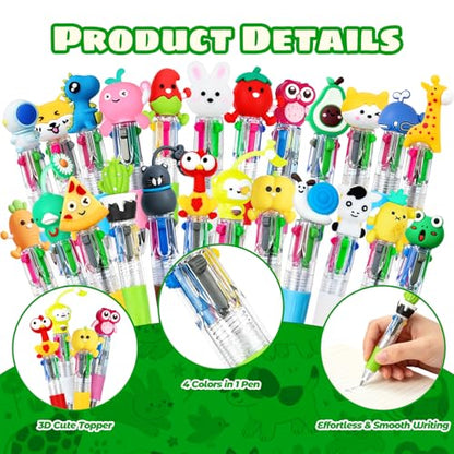 24Pcs Mini Multicolor Pen in One, 4-in-1 Cute Fun Ballpoint Pens Bulk for Party Favors Back to School Gifts for Classroom Birthday Gifts (Fun) - style: Fun