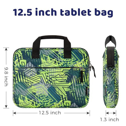 Choco Mocha Kids Tablet Sleeve Bag for Boys & Girls, (10-12.5Inch) - color: Geometry-green 12.5inch, size: 12.5inch(12.5 x 9.8 x 1.3)