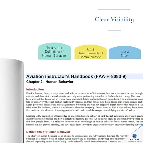 Aviation Instructor’s Handbook – Pre-Tabbed FOI Study Guide, FAA Training Manual with Color-Coded Tabs, Lesson Planning & Instruction Techniques for Flight Instructors & Pilot Training 50 tabs Set - style: Pre-tabbed-AIH