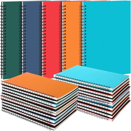 Eersida 20 Pack A5 Spiral Notebook Bulk, College Ruled Lined Notepads 5.5" × 8.3" 100 Pages (50 Sheets), Hardcover Writing Journals for Office Meetings Work Back to School Supplies(Bright Color) - color: Bright Color