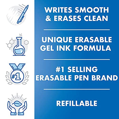PILOT Pen 31451 FriXion Clicker Erasable, Refillable & Retractable Gel Ink Pens, Fine Point, Blue Ink, 12-Pack