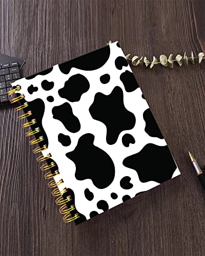 iampanda Spiral Journal Notebook,Strong Twin-Wire Binding with Premium Paper for Girl Women,Cute 60 Sheets A5 College Ruled Notebook/Journal,Perfect for School Office Home Gifts,Black White Cow Print - color: Black White Cow Print