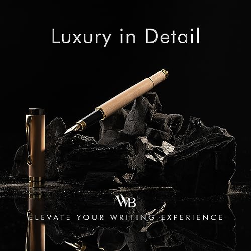 Wordsworth & Black Fountain Pen Set, Luxury Bamboo Wood - Medium Nib, Gift Case; Includes 6 Ink Cartridges, Ink Refill Converter -Journaling, Calligraphy; Drawing, Smooth Writing [Maple Wood] | Maple Wood, Gift for Men Women, German Iridium 18K Gilded, Ca