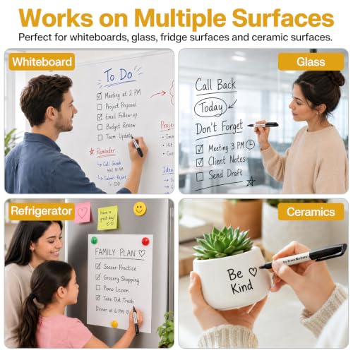 Jumlys 168 Pack Black Dry Erase Markers Fine Tip Bulk, Low Odor Ink | Non-Toxic, Quick-Drying, Easy to Erase from Whiteboards, Ideal for Classrooms, Offices and Home
