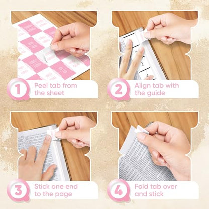 EssexWares - Pink and White Checkerboard Bible Tabs for Old and New Testament, 80 Large Print Tabs for Bible Study, Water-Resistant and Durable Index Tabs for Women and Men - 1.7" Wide - color: Pink and White Checkerboard
