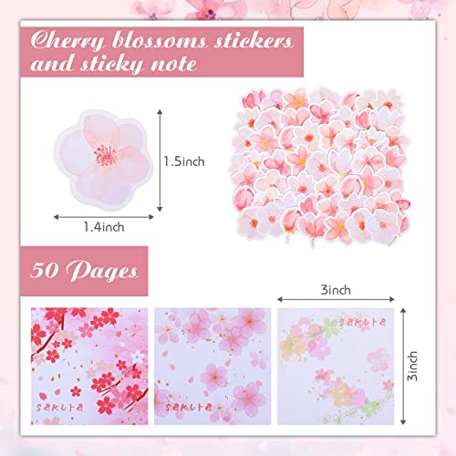 Crtiin 74 Pcs Kawaii Cherry Blossom Stationery Set Japanese Kawaii Pencil Bag Mechanical Pencil Cherry Erasers Pencil Refill and Stickers for Office Party Favors(Pink)
