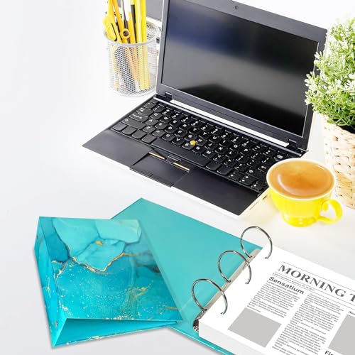 Mini 3 Ring Binder 5.5 x 8.5, 2-Inch Binder, Round Ring, Blue, 2 Pack | Marble Pattern, Ring Spacing 2.75in