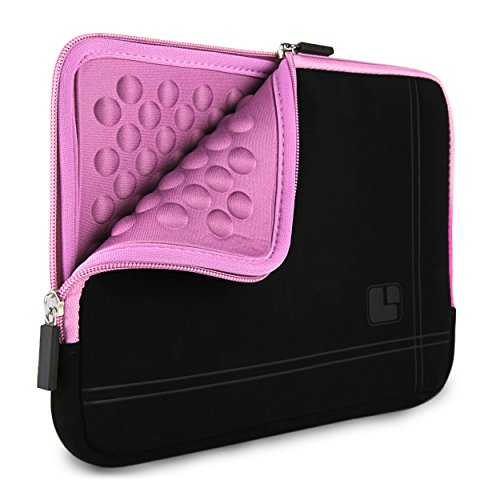 Thick Cushion Padding Scratch Water Resistant Accessory Pocket 13 inch Laptop, Chromebook Sleeve Bag - color: Black Pink