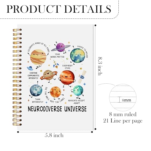 Neurodiversity Autism Awareness Spiral Notebook, Inspirational Mental Health Journal for ADHD, Special SPED Education Classroom Supplies, Autism Teacher Gifts, Mental Health Gifts, 5.5x8.3 - color: Neurodiversity Autism Awareness