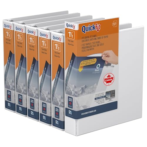QuickFit View Binder, 3-Ring Binder for School or Office, D Ring, White, 6 Pack, 1.5 Inch - color: White, size: 1.5 Inch, style: 6 Pack