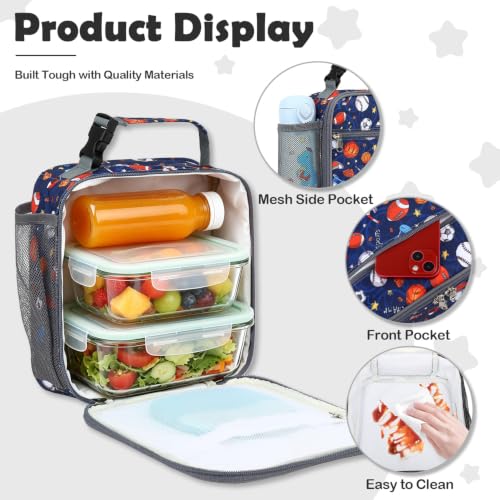 FlowFly Lunch box Insulated Soft Bag Mini Cooler Back to School Thermal Meal Tote Kit for Girls, Boys (Football) - color: Football