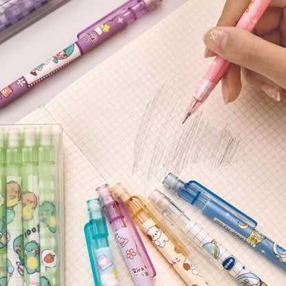 MOZXIRZ 4 Pcs Cute Mechanical Pencils with Top Eraser 0.5mm Cartoon Space Mechanical Pencil School Pencil for Women (6pcs Space) - color: 6pcs Space