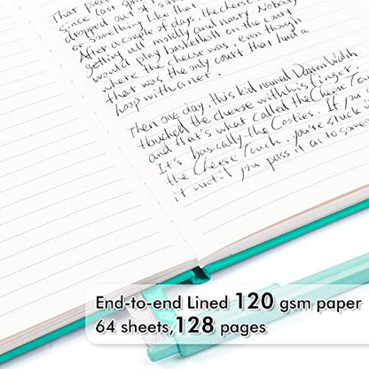 feela 24 Pack Journal Notebook Bulk for Work, Business Notebook Hardcover Lined Writing Journal with Pen Holder for Men Women Note Taking, with 24 Black Pens, 120 GSM, 5.1”x8.3”, A5, Aqua - color: 24 Aqua