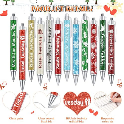 Cholemy 48 Pieces Christmas Pens Bulk Christmas Party Ballpoint Pens Retractable Xmas Themed Gel Ink Novelty Snowflake Snowman Candy Santa Writing Supplies for Office School Xmas Party Favor - style: Snowflake