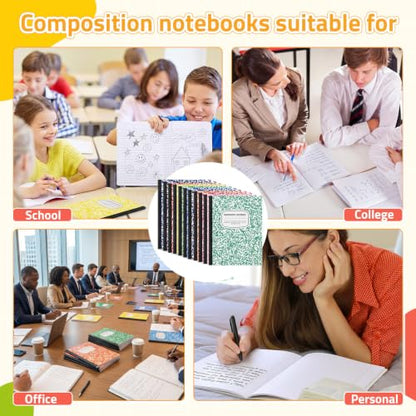 Fainne 100 Pack College Ruled Composition Notebooks B5 Composition Book Bulk 7.5 x 9.8 Inch 50 Sheets/ 100 Pages Marble Cover Journal Notebooks for College Office Back to School Supplies(Multicolor) - color: Multicolor