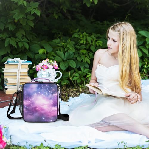 Universe Space Galaxy Nebula Lunch Bag for Girls Boys Outer Space Galaxy Insulated Lunch Box for Kids School Picnic Travel Outdoor,Students Teens Thermal Lunch Tote Bag with Adjustable Shoulder Strap - color: Universe Space