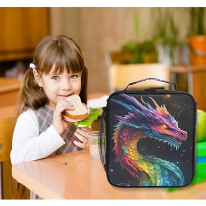 Dragon Galaxy Colorful Lunch Box Insulated Lunch Bag Girls Lunch Cooler Bag Tote Freezable Shoulder Strap Lunchbox Thermal Meal Tote Kit for Girls School Picnic - color: Multi27