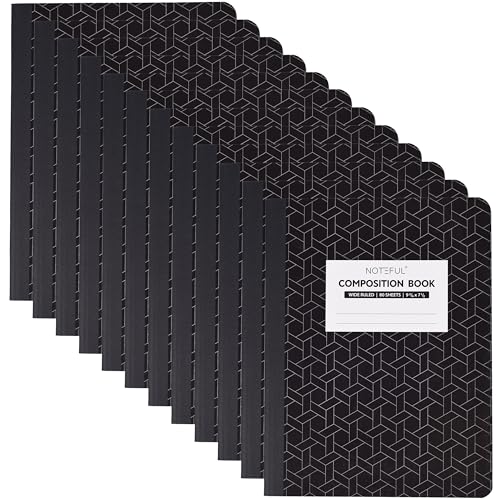 Composition Notebook, 80 Sheets / 160 Pages, 9.34 x 7.12 Inch, Ruled Paper, Durable Composite Cover Notebook for School, College & Office- Pack of 12 - size: Pack of 12